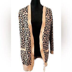 Nicole Miller leopard Open Front Cream Cardigan size XS